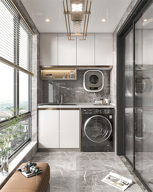 陽臺洗衣機(jī)柜定制廠家 全鋁蜂窩板柜 高顏值柜體